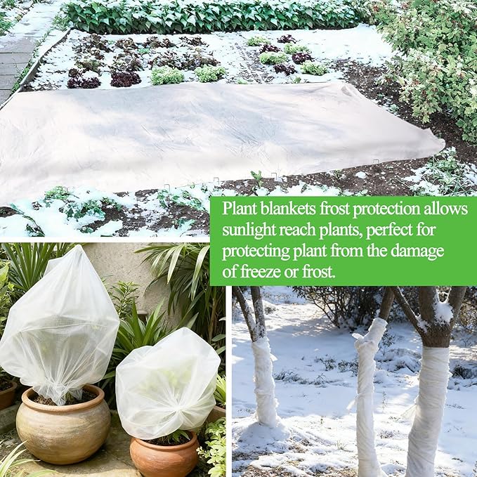 POILKMNI 10'x33' Plant Covers Freeze Protection - Plant Covers for Winter, Frost Cloth Tree Freeze Protection, Frost Blankets for Outdoor Plants, Winter Floating Row Cover
