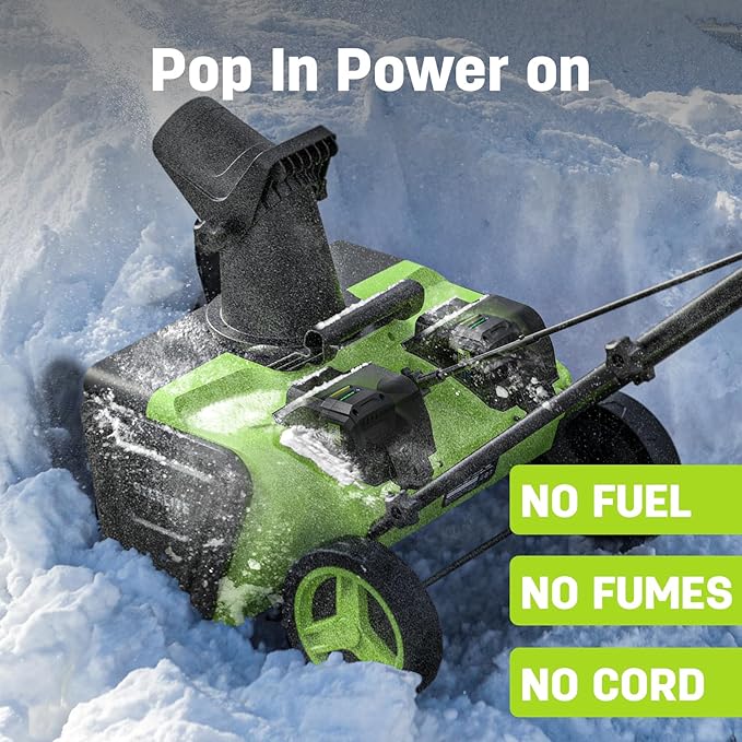 2 x 20V STEELITE Cordless Snow Blower, 20-Inch Snow Thrower Includes 2 x 4.0Ah Batteries & Charger, Ideal for Walkways and Driveways, Brushless Motor