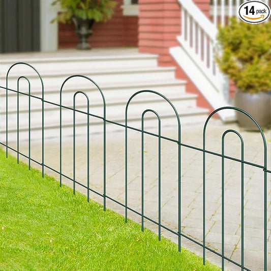 Decorative Garden Fence Border 32inX20ft Outdoor Green No Dig Temporary Iron Wire Edge Flowers Fencing Panels Rustproof Metal Folding Garden Fencing for Yard