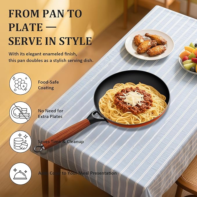 YUTANN Nonstick Frying Pan 10 inch, Ceramic Cast Iron Skillet, Lightweight Pre-seasoned Cast Iron Pan with Detachable Handle, Dishwasher & Oven Safe, Free of PFAS and PFOA
