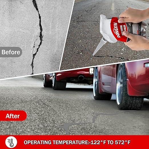 Concrete Crack Filler, Quick-Drying Waterproof Cement Crack Repair Sealant, High Elasticity Sealing Adhesive for Concrete, Weather-Resistant Caulking Glue for Joint, Outdoor(4 pcs)