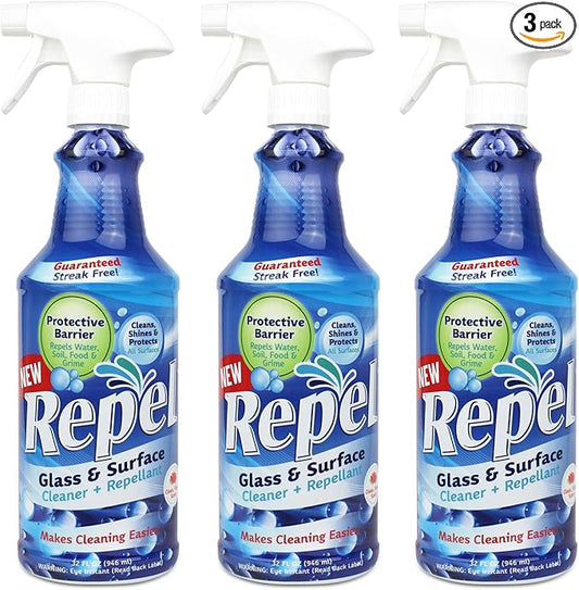 Clean-X REPEL Glass & Surface Cleaner 32 fl. oz. - Cleans & Repels water spots and dirt on glass, mirror, tile and multi surface by UNELKO (3)