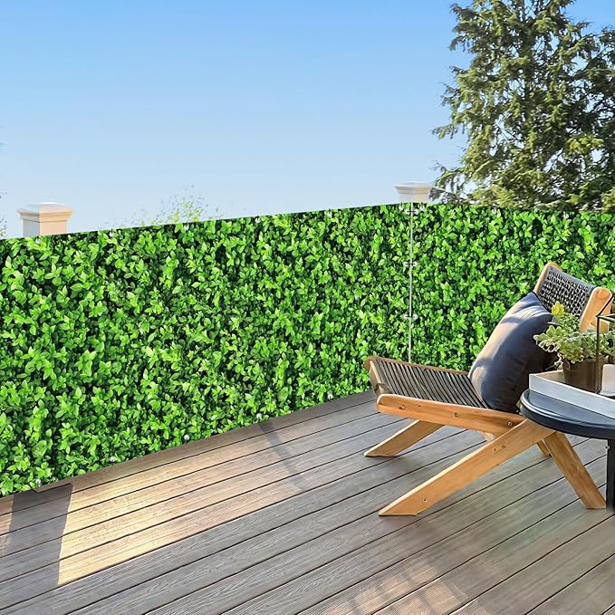 UPGRADE 3'x46'Customized PVC Privacy Fence Screen with Green Leaves Print – Outdoor Waterproof Patio Privacy Cover for Yard, Balcony, Garden Fence Decoration