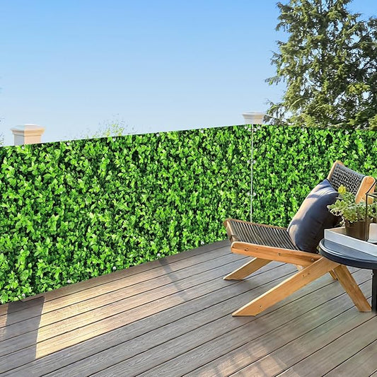 UPGRADE 3'x13'Customized PVC Privacy Fence Screen with Green Leaves Print – Outdoor Waterproof Patio Privacy Cover for Yard, Balcony, Garden Fence Decoration