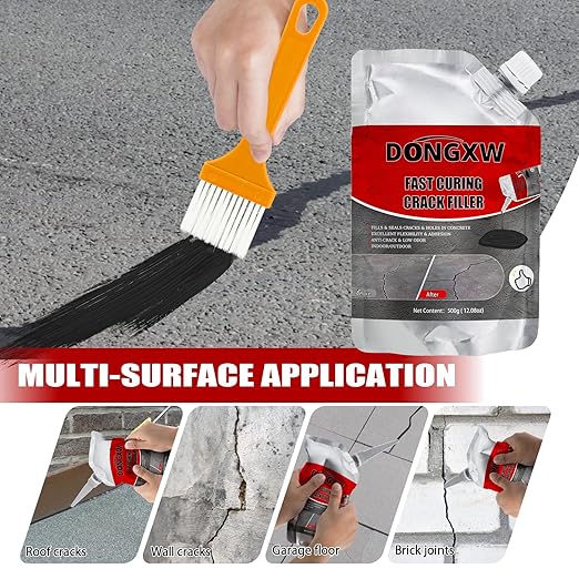 Asphalt Crack Filler and Sealant, 2Packs High Elasticity Concrete Crack Filler, Waterproof Driveway Crack Filler Cement Crack Repair, Flexible Caulking Glue Sealing Horizontal Cracks, Black