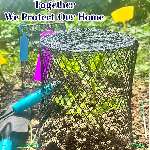 Feel Natural-10 Pcs 9.25"x9.45" Chicken Wire Plant Cover Plant Covers from Animals Plant Protectors Garden Cloches for Plants Garden Plant Covers Cage for Plants Wire for Plants Plant Nets