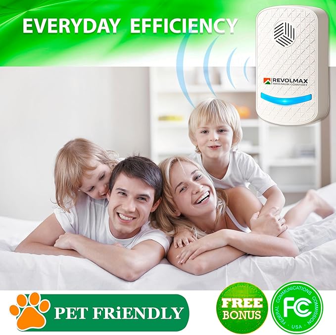 RX-Ultrasonic Pest Control 4-Pack: Indoor Plug-in Mice, Rodent, Squirrel, Insect Repellent & Roach, Ant, Spider,Bats, Bed Bug, Squirrel, Flea Spray and Mouse Trap Alternative for Home