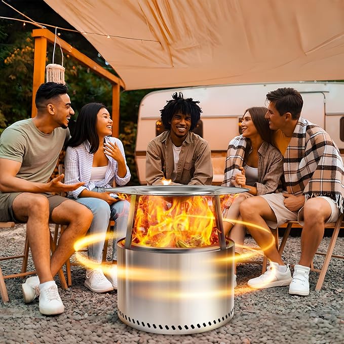 HGD Firepit Heat Deflector for 19-20.5" Fire Pits, Solo Stove Bonfire 19.5", Portable 304 Stainless Steel Heat Diffuser Captures & Redirects Warmth, Detachable Camping Essential