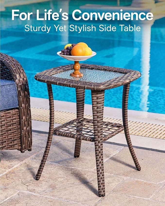 8-Piece Patio Furniture Set with 6-Inch Thick Cushions, High Back Outdoor Couch and Arm Chairs, All-Weather Conversation Set for Porch, Deck, Yard, Pool in Blue