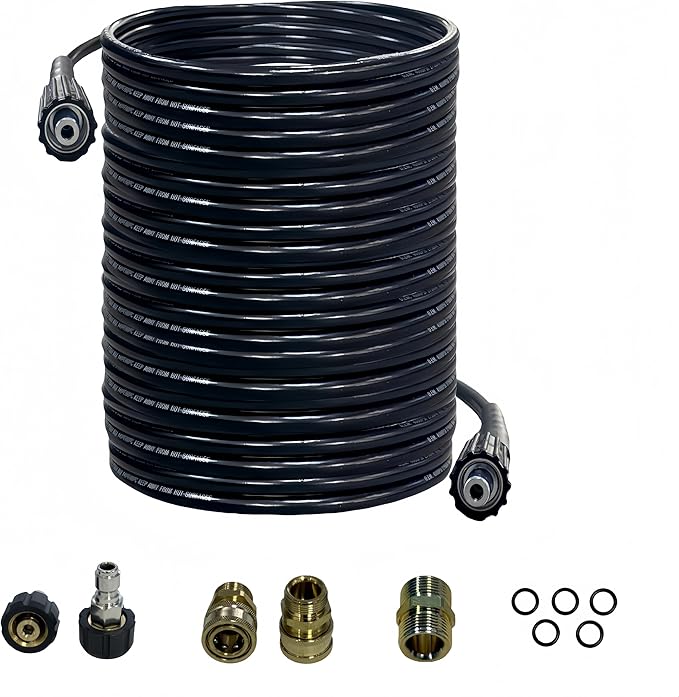 Pressue Washer Hose 50ft x 1/4", Upgrade Super Flexible Kink Resistant Heavy Duty High Pressure Hose 4000psi, Universal Electric Power Wash Extension Replacement Hose
