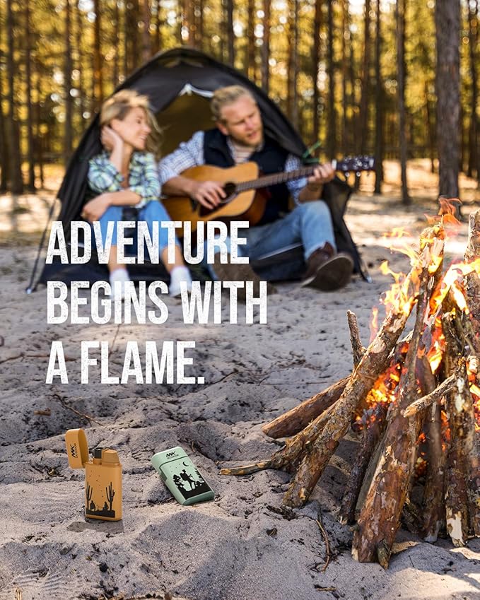 MK Lighter Outdoor Series Camper 5-Pack Assorted Designs, Refillable Butane Tank, Torch Flame, Prepping & Camping Supplies, Survival Lighters (Wild Spirit 5PC)