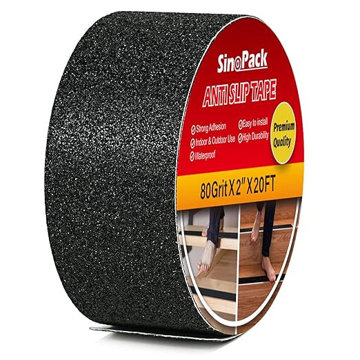 Anti Slip Tape Black 2 in x 20FT Non Skid Tape for Stairs Outdoor Indoor, Best Grip Non Slip Strips Tape High Traction Adhesive for Stairs Step
