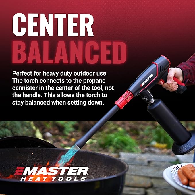 MASTER APPLIANCE VMAX 550 Propane Torch - Dual Nozzle Fire Starter & Grill Gun - Self-Igniting Flame for BBQ's, Fire Pits, Campfires & Sous Vide - Pro Grade Design, Engineered in USA