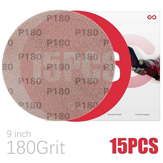 9 Inch Sanding Disc Drywall Sandpaper, Dust Free Sanding Drywall Sander Pads, 15 Pack 180 Grit