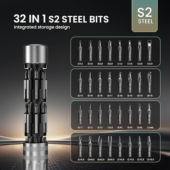 JOREST 32 in 1 Multi Bit Small Precision Screwdriver Set Magnetic, Pen Screwdriver Set, Men's Gifts, Mini Repair Tool Kit for Eyeglasses, Watches, MacBook, Laptop, PS5, Xbox, Camera, Electronics