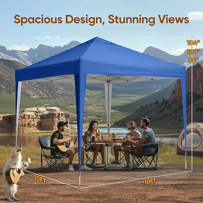 Quictent 10x10 Pop Up Canopy Tent, Instant Setup Gazebo for 1 Person, Portable & Compact, Waterproof & UV Protection, Ideal for Camping, Beach, Parties, and Outdoor Events