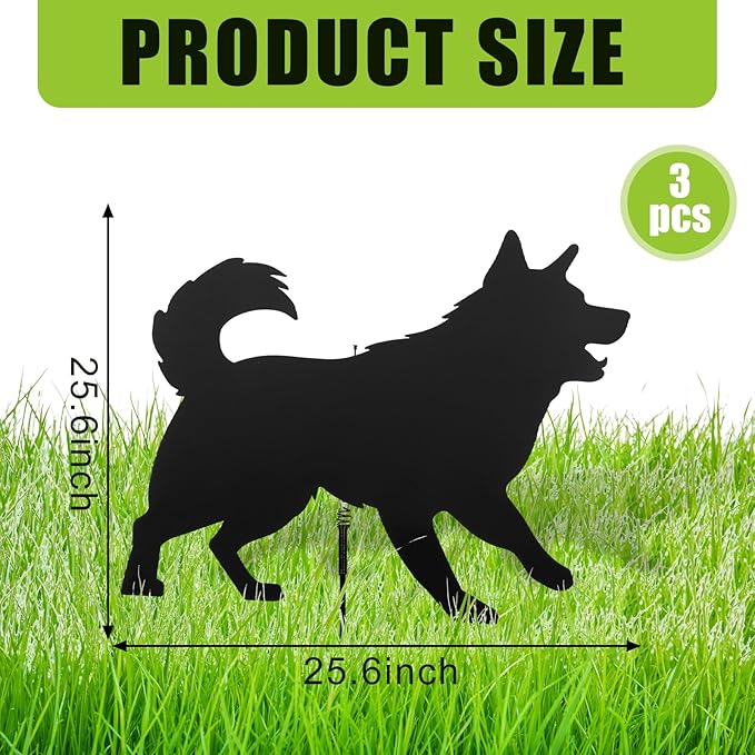 Qualirey 3 Sets Lone Dog Decoy, Goose Deterrent, Dog Decoy to Keep Away Pests for Outdoors, Replica Visual Scare Device, Yard Ornaments