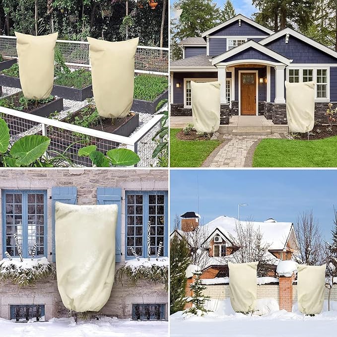 2-Piece Set of Tree Covers for Winter, 7.87 x 98.4 Inch Plant Frost Protection Covers, with Zipper and Drawstring Outdoor Winterizing Plant Blankets.