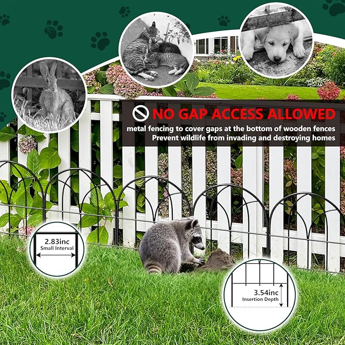 Small Garden Fence Animal Barrier, 12.55"*16.53" Decorative Fence Panel, No Dig Fences Barrier, Arch 6 Pcs Black Metal Fencing, Garden Border Edging Fences, Dog Fencing Blocker for Yard, Flower Bed