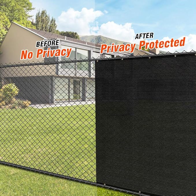 iCover 4x50ft Privacy Screen Fence, Outdoor Fencing Panels, Garden Windscreen Mesh Shade Sail Net Barrier, Include Reinforced Bindings and Brass Grommets Cable Zip Ties, Black
