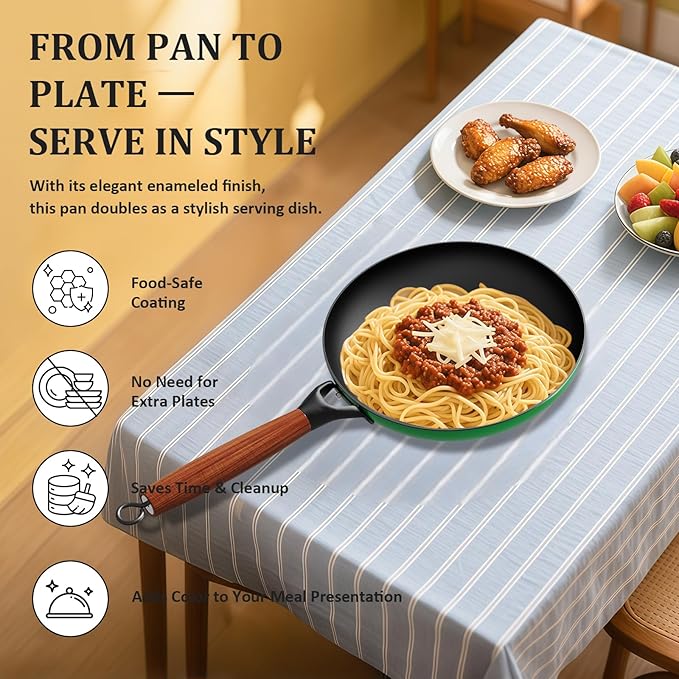 YUTANN Nonstick Frying Pan 12 inch, Ceramic Cast Iron Skillet, Lightweight Pre-seasoned Cast Iron Pan with Detachable Handle, Dishwasher & Oven Safe, Free of PFAS and PFOA