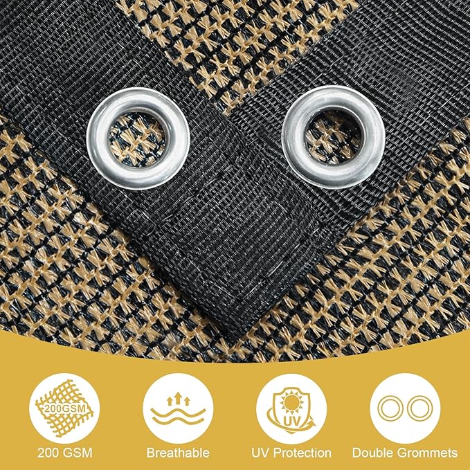 Shade&Beyond 90% Sun Shade Cloth with Grommets, 8' X 12' Pergola Shade Cover Canopy, Mesh Tarp Sun Screens for Patio, Outdoor, Garden, Backyard, Mocha