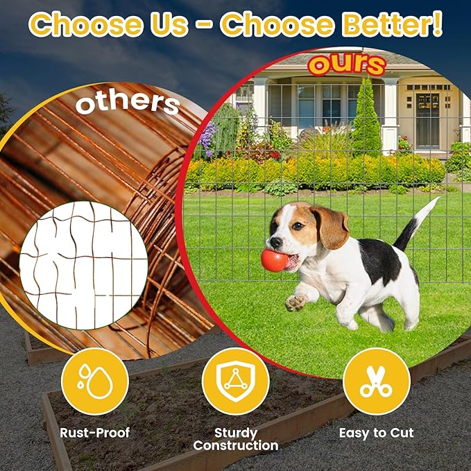 Welded Wire Fence, 5Ft x 50Ft 15Ga Chicken Wire Fencing, Garden Border Fencing Roll Metal Wire Mesh for Yard Vegetable Plant Protection Poultry Netting