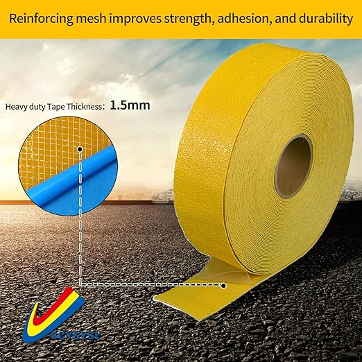 Reflective Pavement Marking Tape Slip-Resistant and Durable, Heavy-Duty Rubber Base for Outdoor Applications, Perfect for Driveways, Walkways, and Parking Areas (Yellow, 3 Inch X 108 Feet)