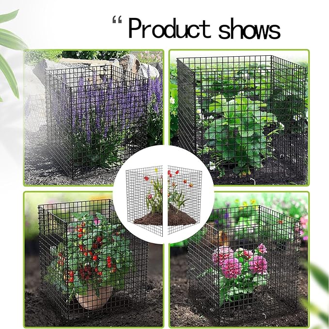 Small Wire Plant Protector, 6 Pack Black Chicken Wire Cloche Plant Protectors for Garden, Iron Wire Mesh Plant Cages for Plants and Vegetables to Protect from Rabbits,Dogs,Chickens and Other Animals