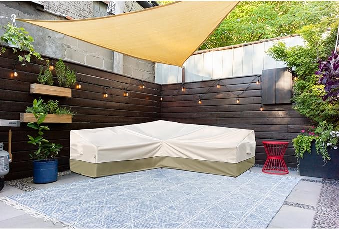 Outdoor Sectional Patio Furniture Covers - Waterproof Rip-Stop Anti-UV 600D Heavy Duty Couch Cover with 3 Air Vent - 85''L x 33.5''D x 31''H, Light Green