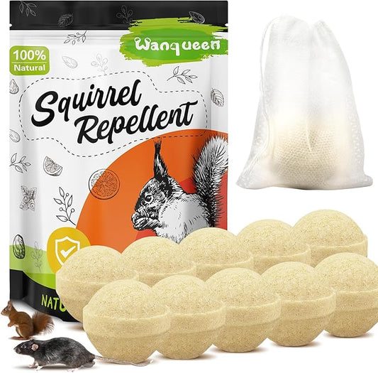 10 Pack Peppermint Oil Squirrel Repellent, Mouse Repellent Outdoor, Chipmunk Deterrent, Ground Squirrel Trap for Attic, Rodent Repellent for Garden