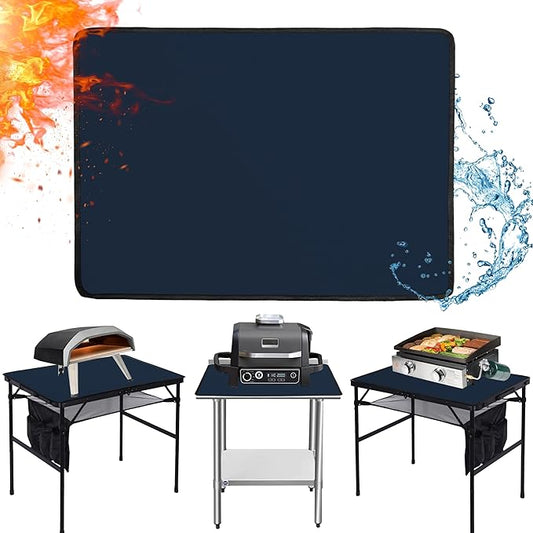 Heat Resistant Mats for Countertop and Grill Table, Fireproof Grill Mats for Outdoor Grill, Portable Charcoal Grill, Gas Grill, Pizza Oven Compatible with Blackstone, Ninja 24x36x0.04in, Blue