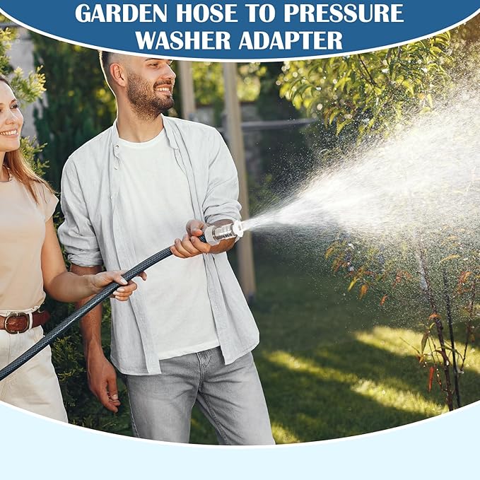 2 Pcs Garden Hose Quick Connect with Pressure Washer Nozzle Tips – Converts 3/4" GHT to 1/4" Quick Connect, Leak-Proof & Durable for Easy Watering Flowers and Plants or Outdoor Cleaning