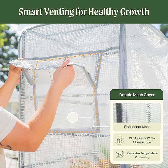 Frost Cover System for 2' x 8' Elevated Garden Bed - V Series, Winter Freeze Protection Covers for Outdoor & Patio Plants, Greenhouse Cover for Extending Growing Season, Garden Bed Not Included