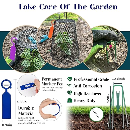 Feel Natural-10 Pcs 9.25"x9.45" Chicken Wire Plant Cover Plant Covers from Animals Plant Protectors Garden Cloches for Plants Garden Plant Covers Cage for Plants Wire for Plants Plant Nets
