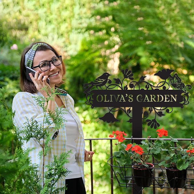 Metal Signs Customized | Personalized Garden Stake Metal Sign | Custom Metal Garden Sign | Personalized Garden Name Sign | Custom Sign Outdoor Metal | Gardening Decor Gifts for Gardeners