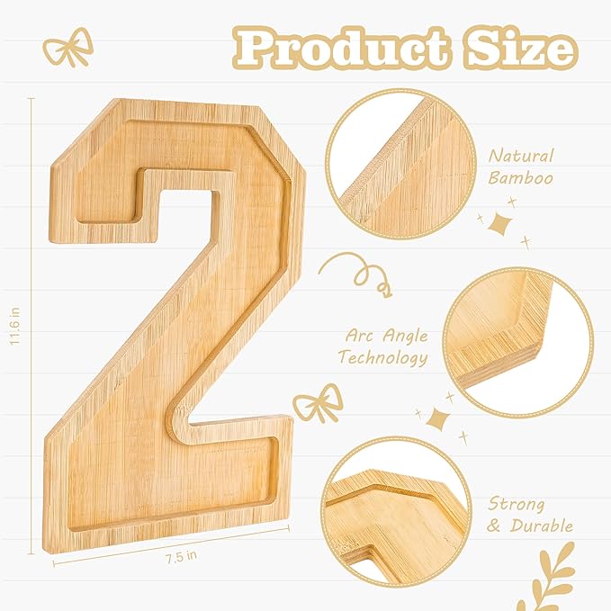 2026 Charcuterie Numbers Fillable，Wooden Number Charcuterie Board Box Serving Food Trays for New Years Graduation Party Supplies