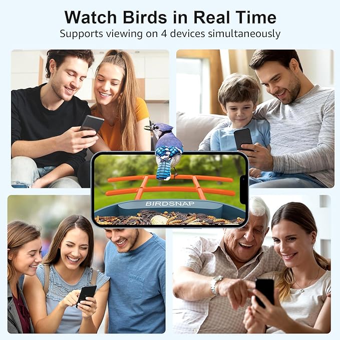 birdsnap® PAV-Bird Feeder with Camera 2K HD, 64GB Card, AI Identify Bird Species Smart Bird House with Camera Solar Powered, Record Video Live View, Auto Capture, Ideal Gift for Birds Lover