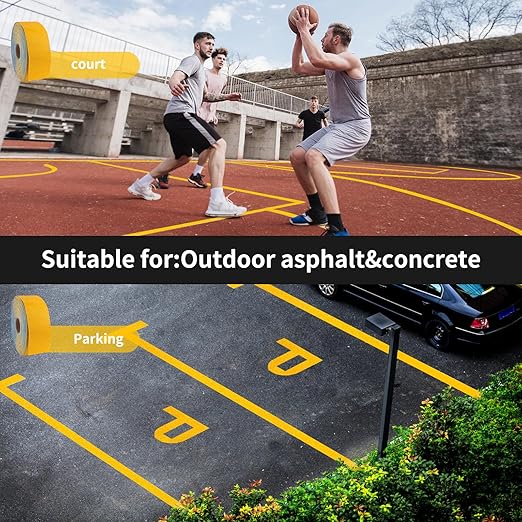 Reflective Pavement Marking Tape Slip-Resistant and Durable, Heavy-Duty Rubber Base for Outdoor Applications, Perfect for Driveways, Walkways, and Parking Areas (Yellow, 2 Inch X 108 Feet)