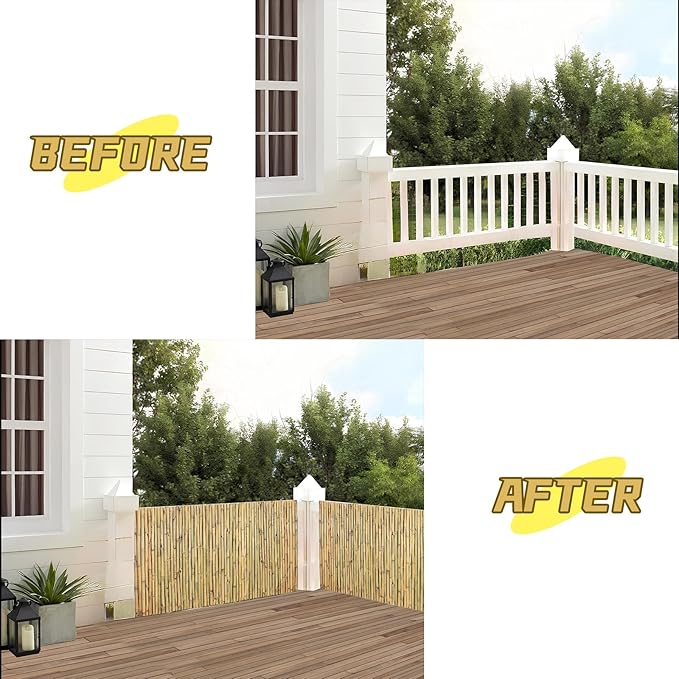 Natural Bamboo Fence, 4 ft x 6 ft Bamboo Fencing Screen for Garden, Rolled Privacy Fence Screen for Indoor or Outdoor (1.2m x 1.8m Approx)