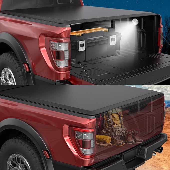 Soft Roll Up Truck Bed Tonneau Cover Compatible for 2007-2013 Chevy Silverado/GMC Sierra 1500 Fleetside 6.5FT 78.9nch