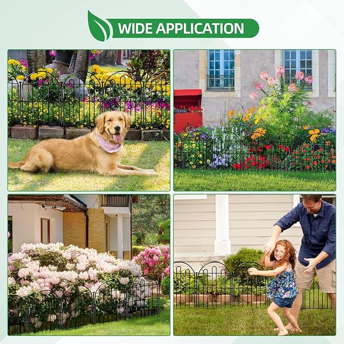 26 Pack Decorative Garden Fence, 17in x 28ft Arched No Dig Animal Barrier Fence for Dog Rabbit, Garden Edging Border, Rustproof Metal Ground Stake Border for Outdoor Yard Patio Decor