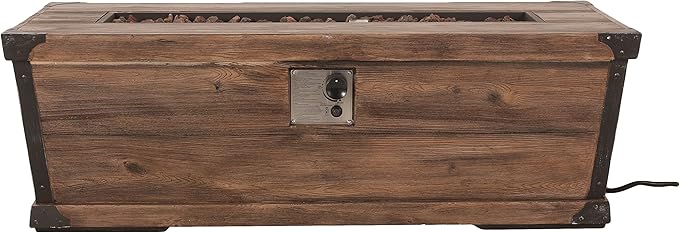Propane Fire Pit Table, 56" MGO Firepits for Outside, Rectangular Gas Fire Pit for Outside Patio, Propane Fire Table for Deck, Backyard, 50,000BTU, Tank Not Included, Brown