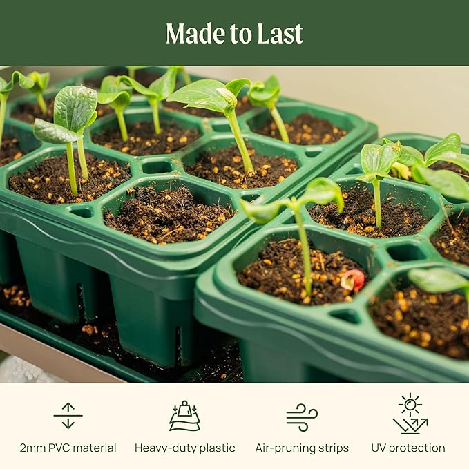 Vego garden Germination Bundle,4 Pack Jumbo and1 Pack Giga Seedling Trays with Seedling Tray Lids and 10" x 20" Seedling Humidily Dome