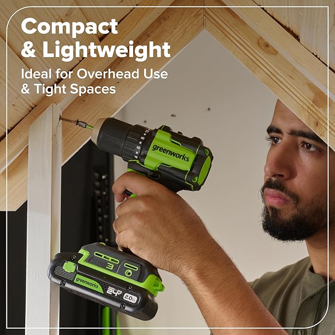 GREENWORKS 24V (6-TOOL) Combo (Drill, Impact Driver, Circular Saw, Reciprocating Saw, Multi-Tool, Flashlight), 4.0Ah + 2.0Ah (24,000mAh Power Bank) Batteries, (2) Cables, 65W Rapid Charger