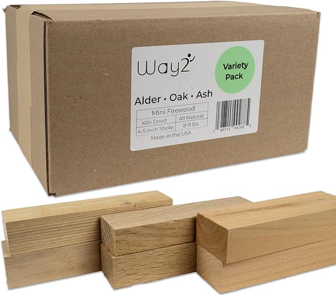 Pizza Oven Wood Variety Pack | Kiln-Dried Oak, Alder & Ash | 8-9 lbs | 4-5 inch Cooking Wood | Compatible with Solo Stove, Gozney & More | Mini Firewood for Fire Pits, Campfires & Smoking