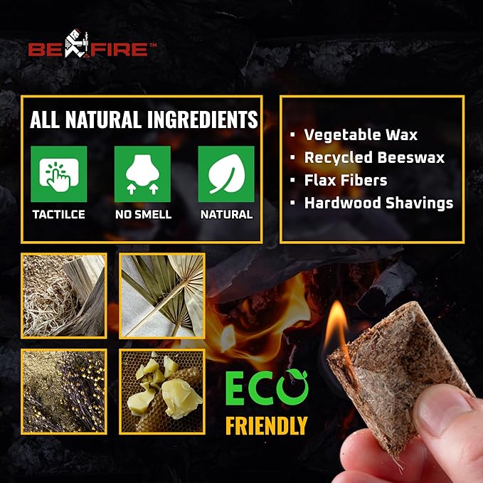Fire Starter • 175 pcs Natural Fire Starters up to 12 Min Burn Time Firestarters for Indoor Fireplace, Campfires & Camping, Wood Stove, Grill