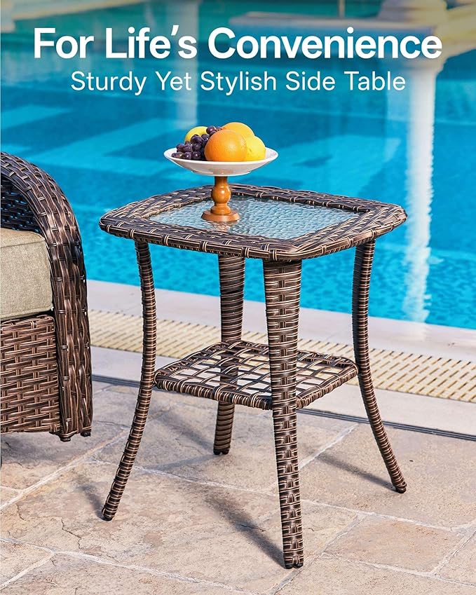 7-Piece Patio Furniture Set with 6-Inch Thick Cushions, High Back Outdoor Couch and Swivel Rocker Chairs, All-Weather Conversation Set for Porch, Deck, Yard, Pool in Beige