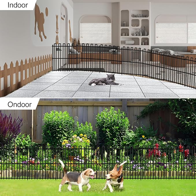 15 Panels No Dig Animal Barrier Fence, 32in(H) x 30ft(L) Garden Edging Border Fencing, Rustproof Metal Stakes Decorative Garden Fence, Dog Digging Defense Fencing Barrier for Outdoor, Yard, Patio