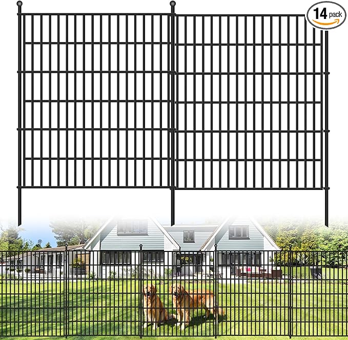 15 Panels No Dig Garden Fence, 40 in(H) X 36.3 ft(L) Metal Fence Panels, Thickened Rustproof Garden Fencing, Animal Barrier Fence for for Dogs, Rabbits, Landscape, Patio